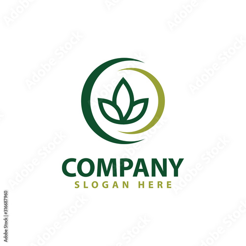 eco green logo template design vector icon illustration