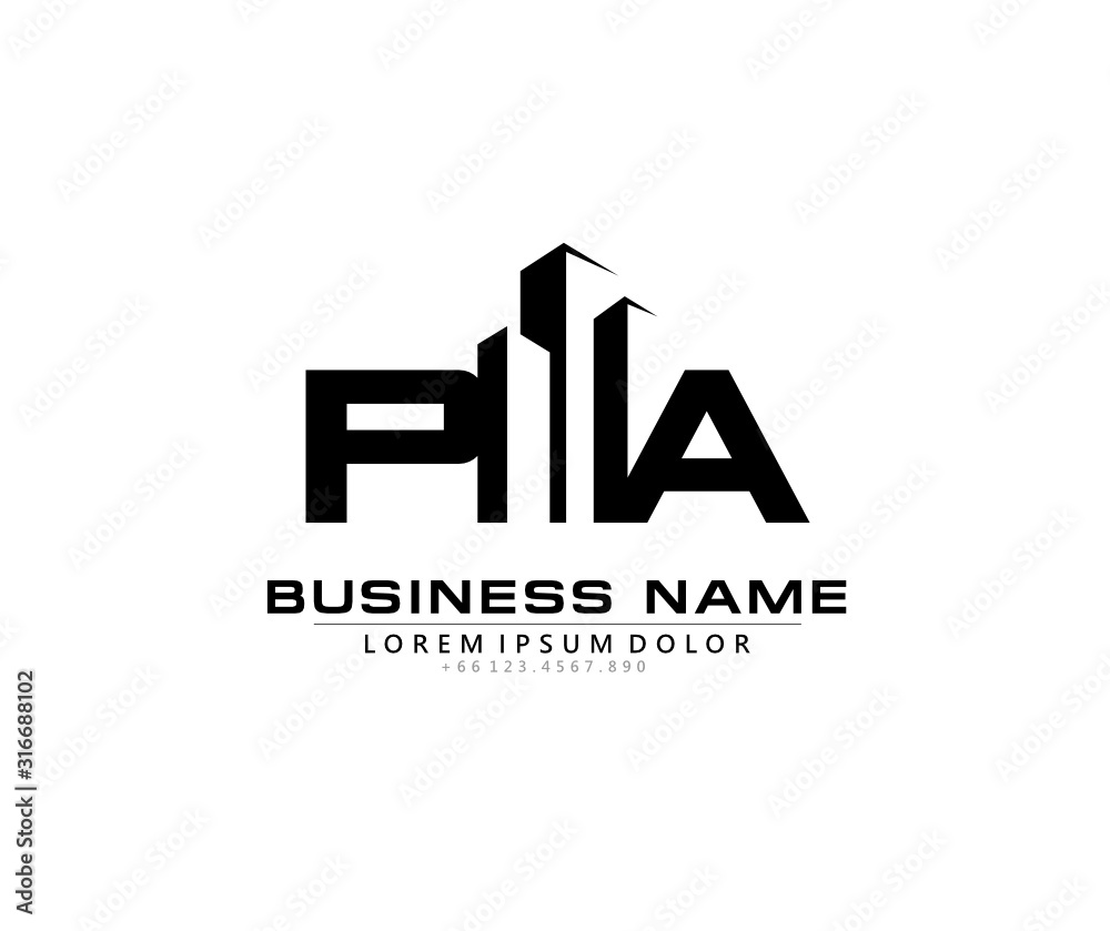P A PA Initial building logo concept P A PA Initial building logo concept