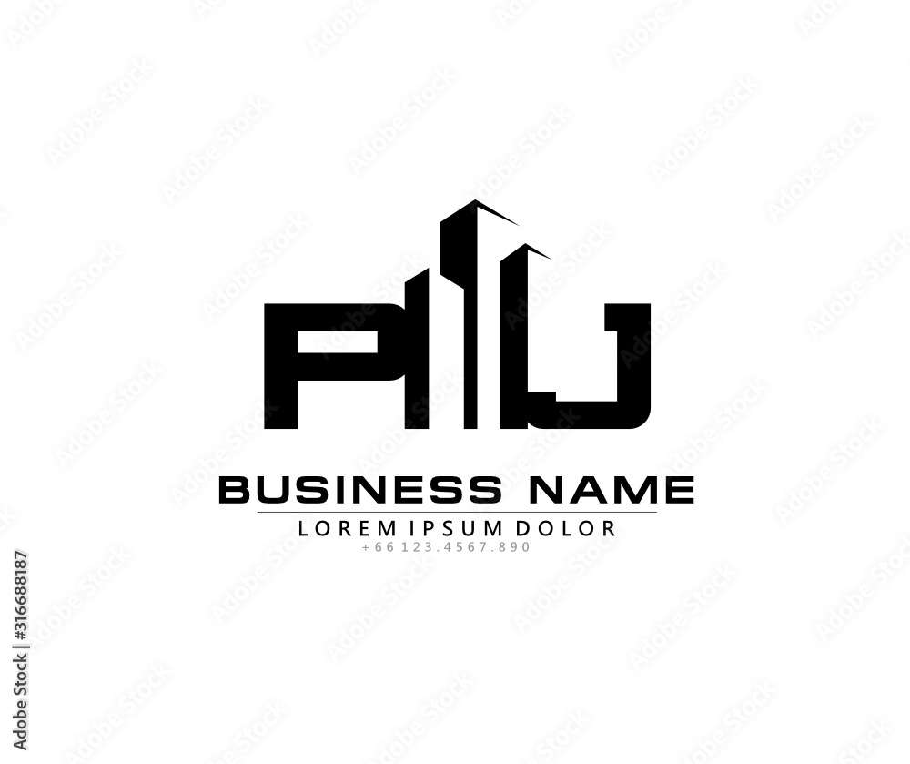 P J PJ Initial building logo concept
