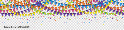 seamless colored confetti and garlands background