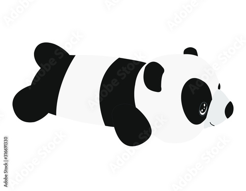 Panda cartoon bolster isolated on white background.