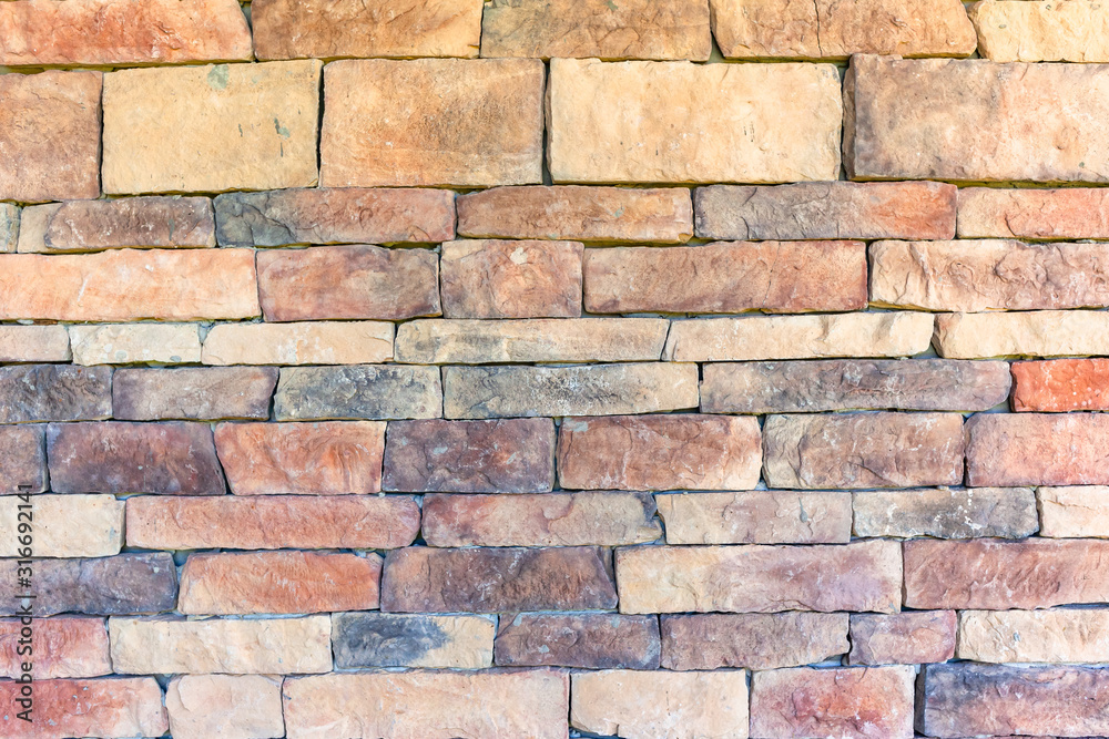 Stone Wall Closeup Blocks Brick Slate Red Brown Earth Design Background Stone Wall Closeup Blocks Brick Slate Red Brown Earth Design Background