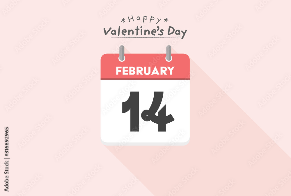 バレンタインデーのイメージ素材 シンプルで見やすい日めくりカレンダー 2月14日 Vector De Stock Adobe Stock
