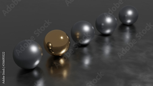 metal sphere on a background, 3d illustration