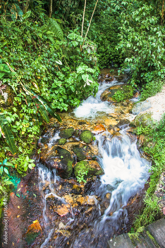 One of the many streams that flow into Urubamba River near to  Machu Picchu   Peru.