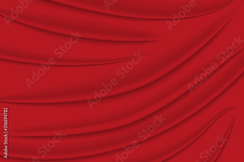 Red fabric folds texture. Vector.
