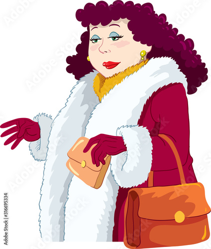 A woman in a fur coat