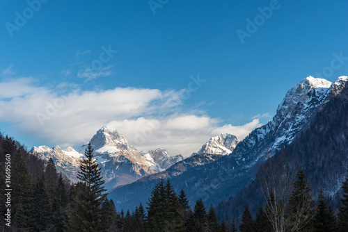 Mount Mangart from the Predil pass in winter clothes. Tarvisio, Italy © Nicola Simeoni