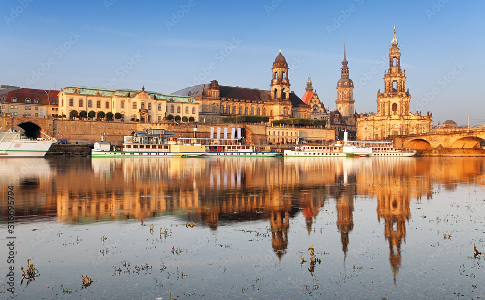 Dresden, Germany skyline with Elbe River