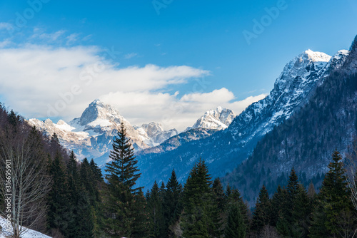 Mount Mangart from the Predil pass in winter clothes. Tarvisio, Italy © Nicola Simeoni
