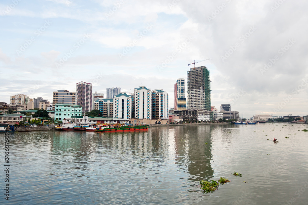 River Pasig with city skyline; Manila; Philippines