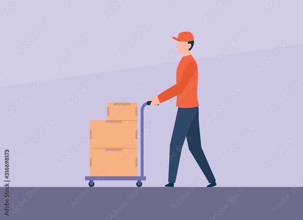 courier push cart or lorry with stack of goods cardboard on business delivery services courier push cart or lorry with stack of goods cardboard on business delivery services