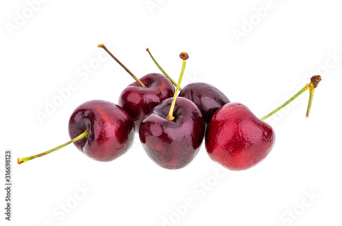 Fresh red cherry isolated on white background