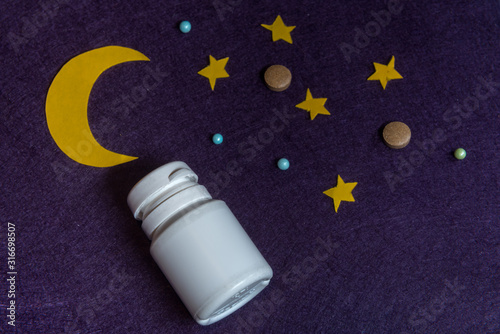 Obraz na plátně Sky with moon and stars. The concept of sleeping pills