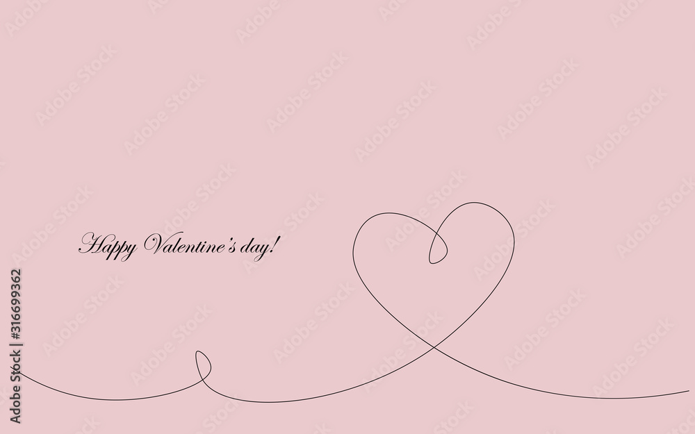 Happy valentines day pink background heart. Vector illustration