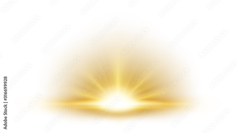 Gold Rays rising on light background. Suitable for product advertising ...