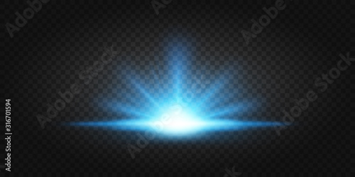 Blue Rays rising on transparent background. Suitable for product advertising, product design, and other