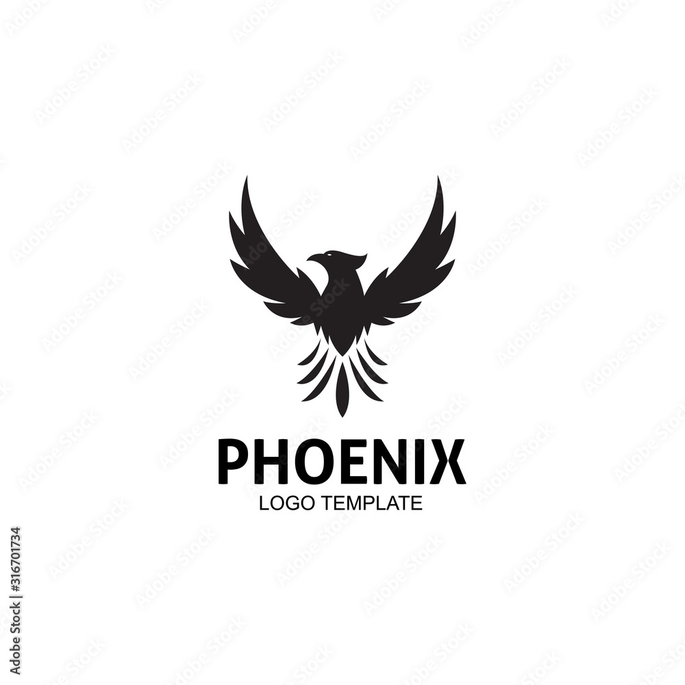 Obraz premium creative simple phoenix bird circle logo concept