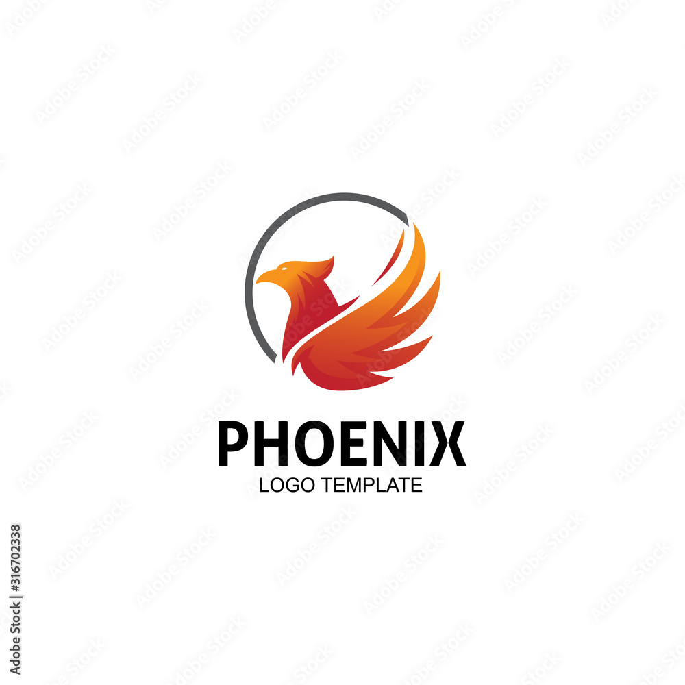 creative simple phoenix bird circle logo concept