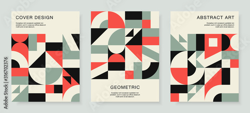 Retro bauhaus covers set. Vector design with colorful geometric compositions for book covers, posters, flyers, magazines, business cards.