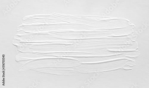 3 d texture of white paint with handmade brush strokes, decor elements for modern design. Abstract background for screensaver template and wedding card in gray gradient. © Nadzeya Pakhomava