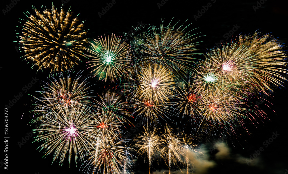 Fireworks on the sky background. Fireworks on the sky background.