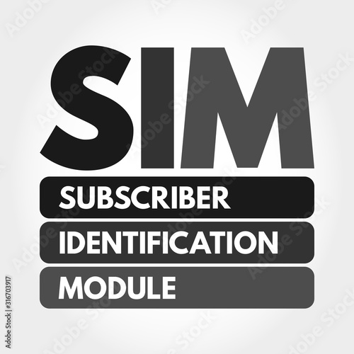 SIM - Subscriber Identification Module acronym, technology concept background