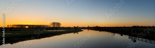 River Nene panorama at sunset near Warmington, Northants 