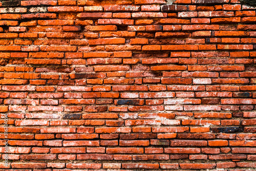 Old orange brick wall for background,