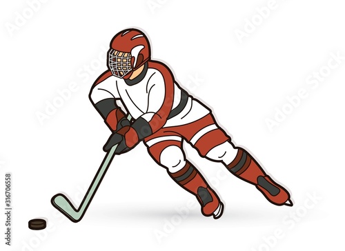 Ice Hockey player action cartoon sport graphic vector