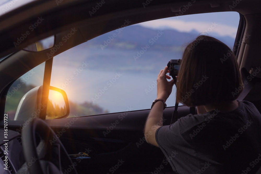 girl takes pictures on camera girl takes pictures on camera