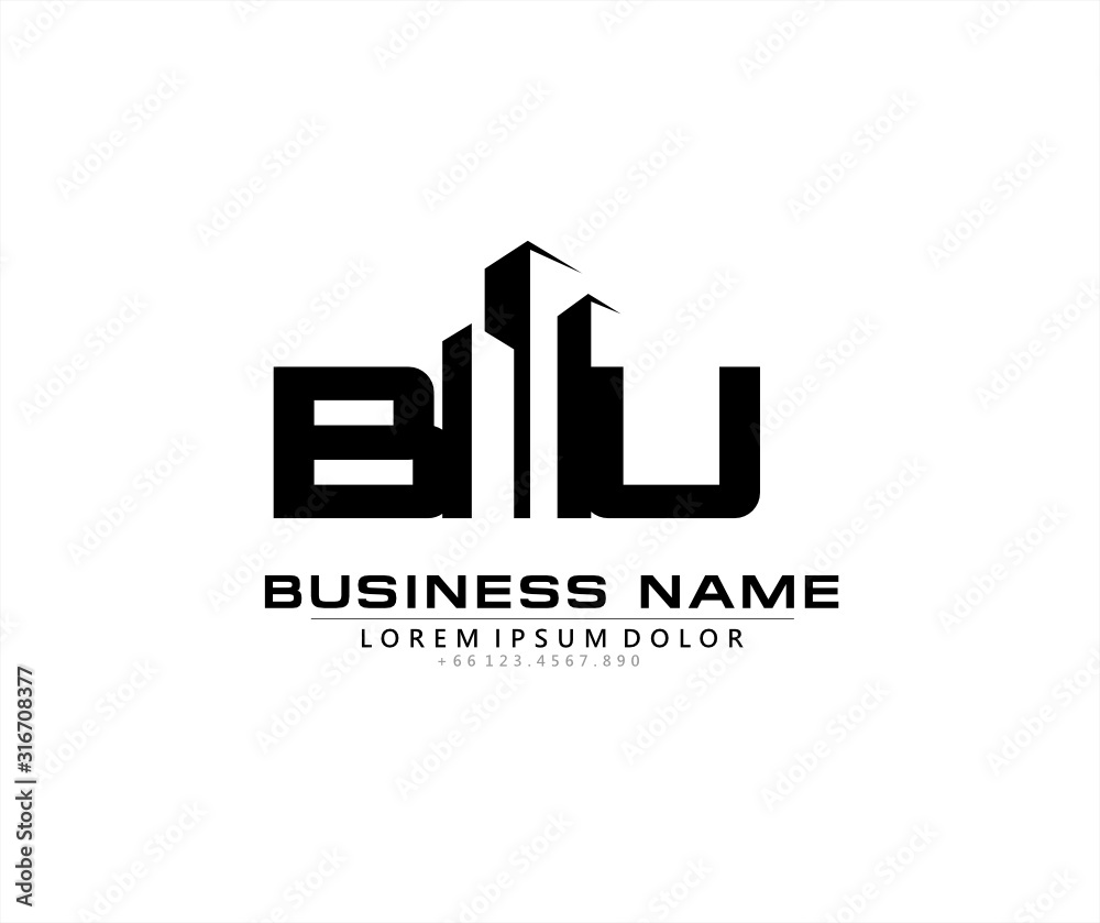 B U BU Initial building logo concept