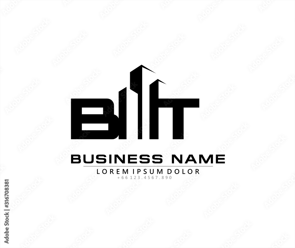 B T BT Initial building logo concept