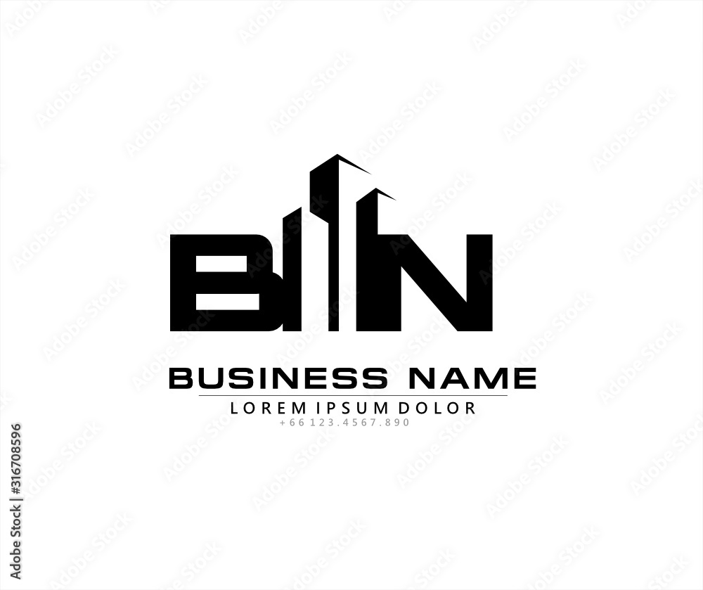 B N BN Initial building logo concept