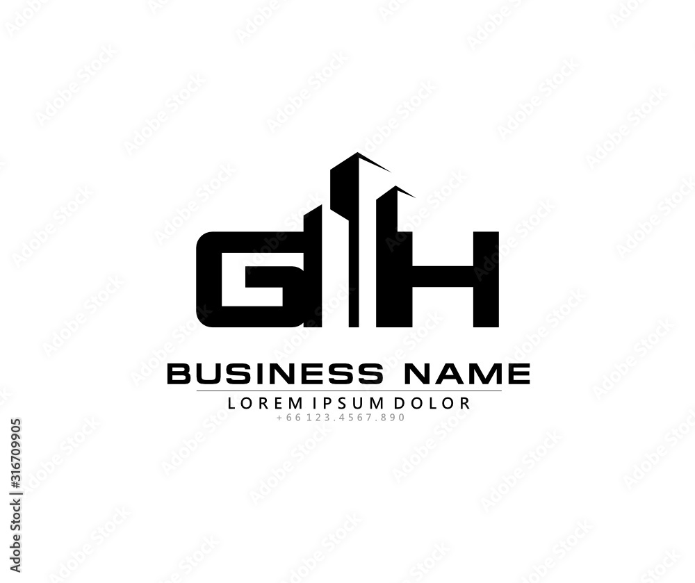 G H GH Initial building logo concept
