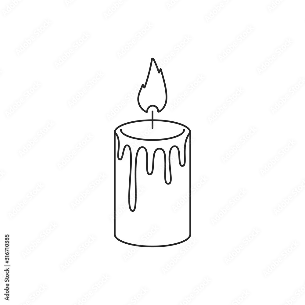 minimal thin line candle icon