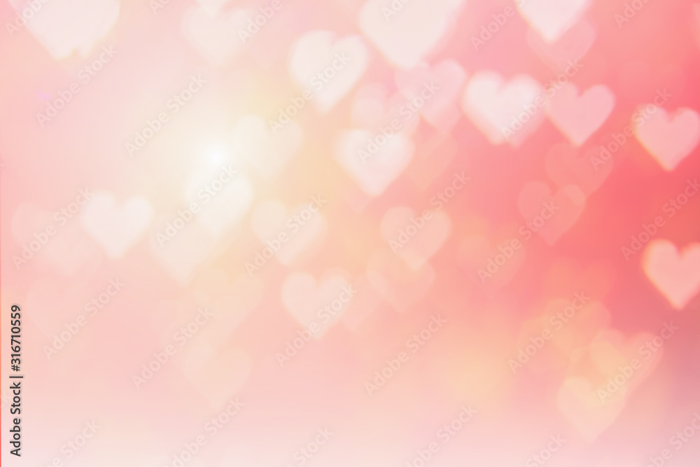 Blurred background of Valentine's day concept. Pink Valentines Day Card. Pastel color tone soft have gradient pattern. Multicolor white pink, orange and red hearts blur wallpaper in love bright sexy.. Blurred background of Valentine's day concept. Pink Valentines Day Card. Pastel color tone soft have gradient pattern. Multicolor white pink, orange and red hearts blur wallpaper in love bright sexy..