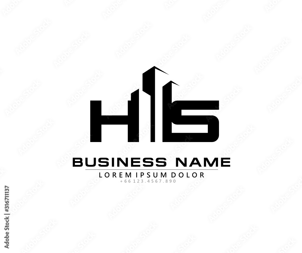 H S HS Initial building logo concept