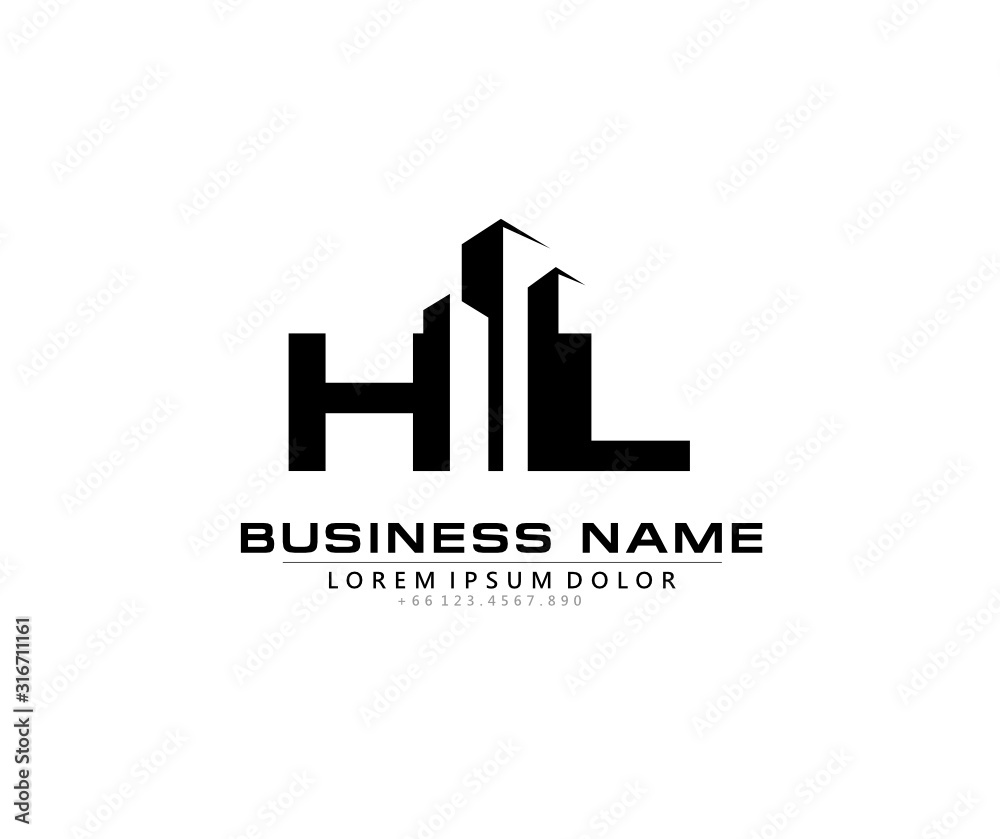 H L HL Initial building logo concept