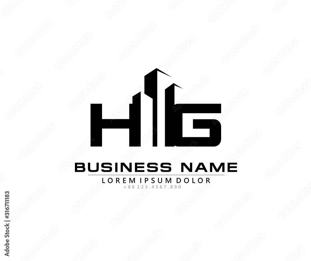H G HG Initial building logo concept