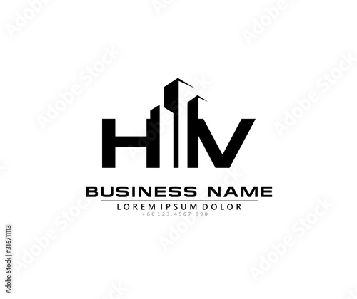 H V HV Initial building logo concept