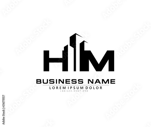 H M HM Initial building logo concept