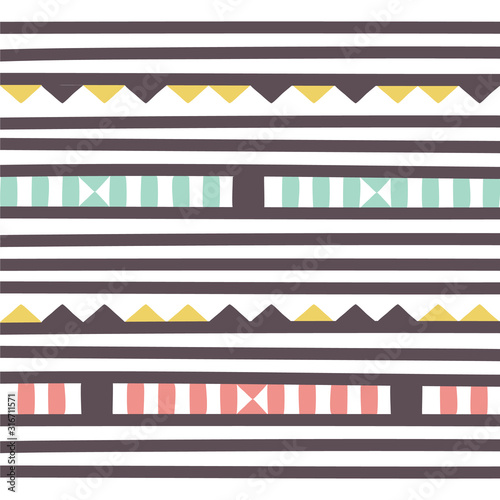 Geometric Ethnic pattern. Tribal pattern Vector illustration. Colorful pastel abstract background with hand drawn triangle and stripe. Tribal pattern Vector illustration.