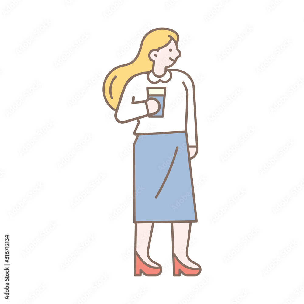 Line art vector people. Office, business worker Line art vector people. Office, business worker