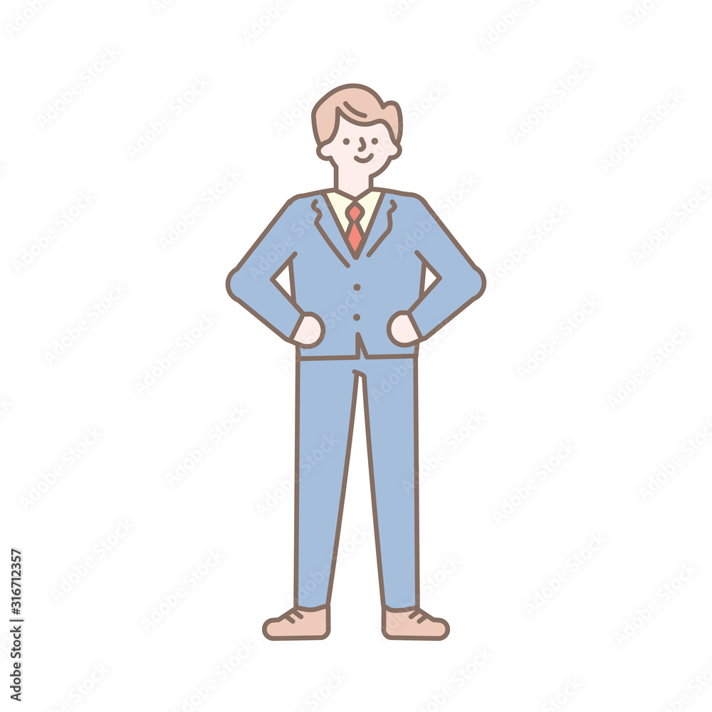 Line art vector businessman. Office, business worker Line art vector businessman. Office, business worker