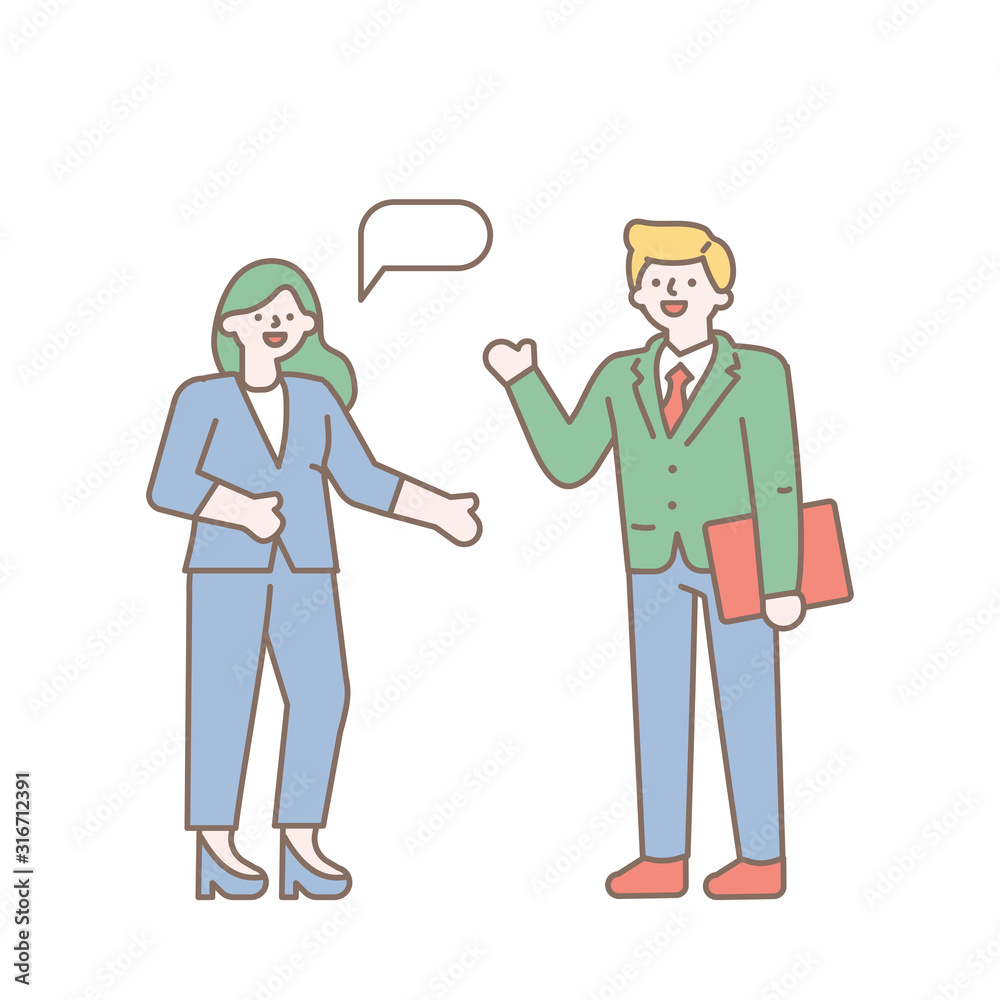 Simple Line art business people vector Simple Line art business people vector