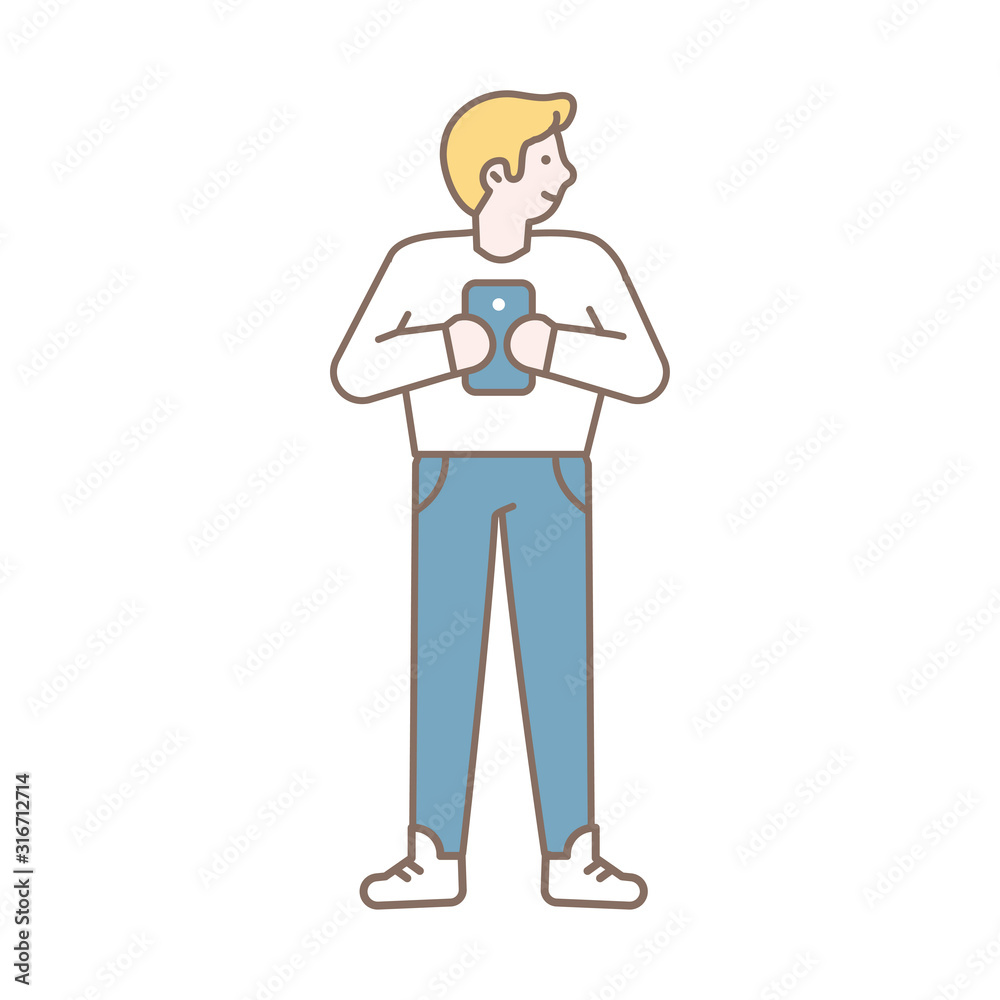 man with phone line vector
