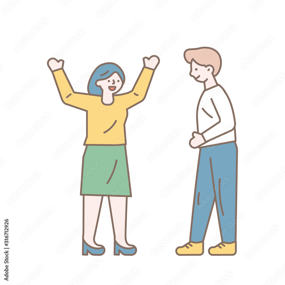 Simple Line art talking people vector Simple Line art talking people vector