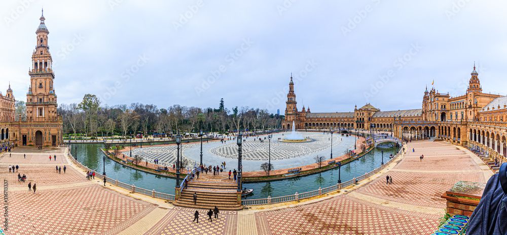 Fototapeta premium Plaza de España in Sevilla / Panorama