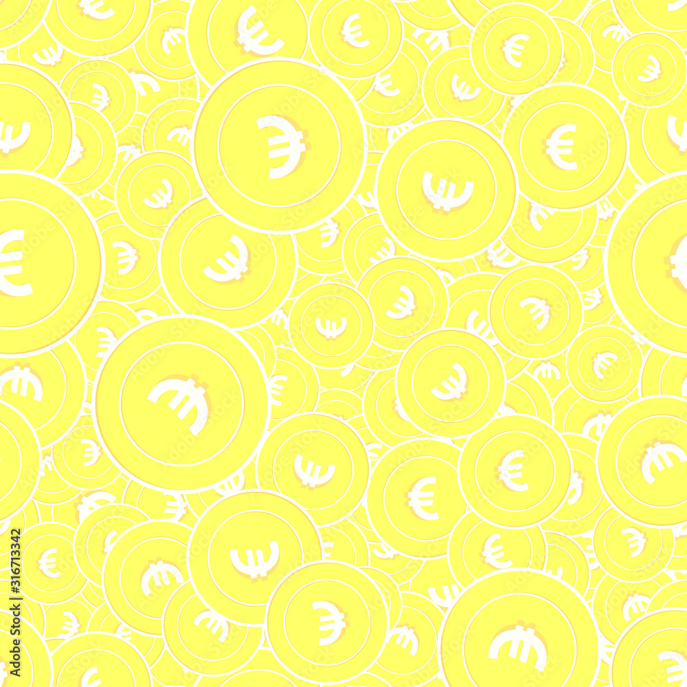 European Union Euro gold coins seamless pattern. T European Union Euro gold coins seamless pattern. T